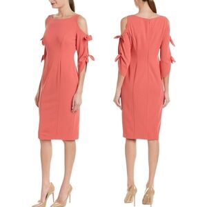 Donna Morgan | Coral Tie Sleeve Midi Sheath Dress Size 16
